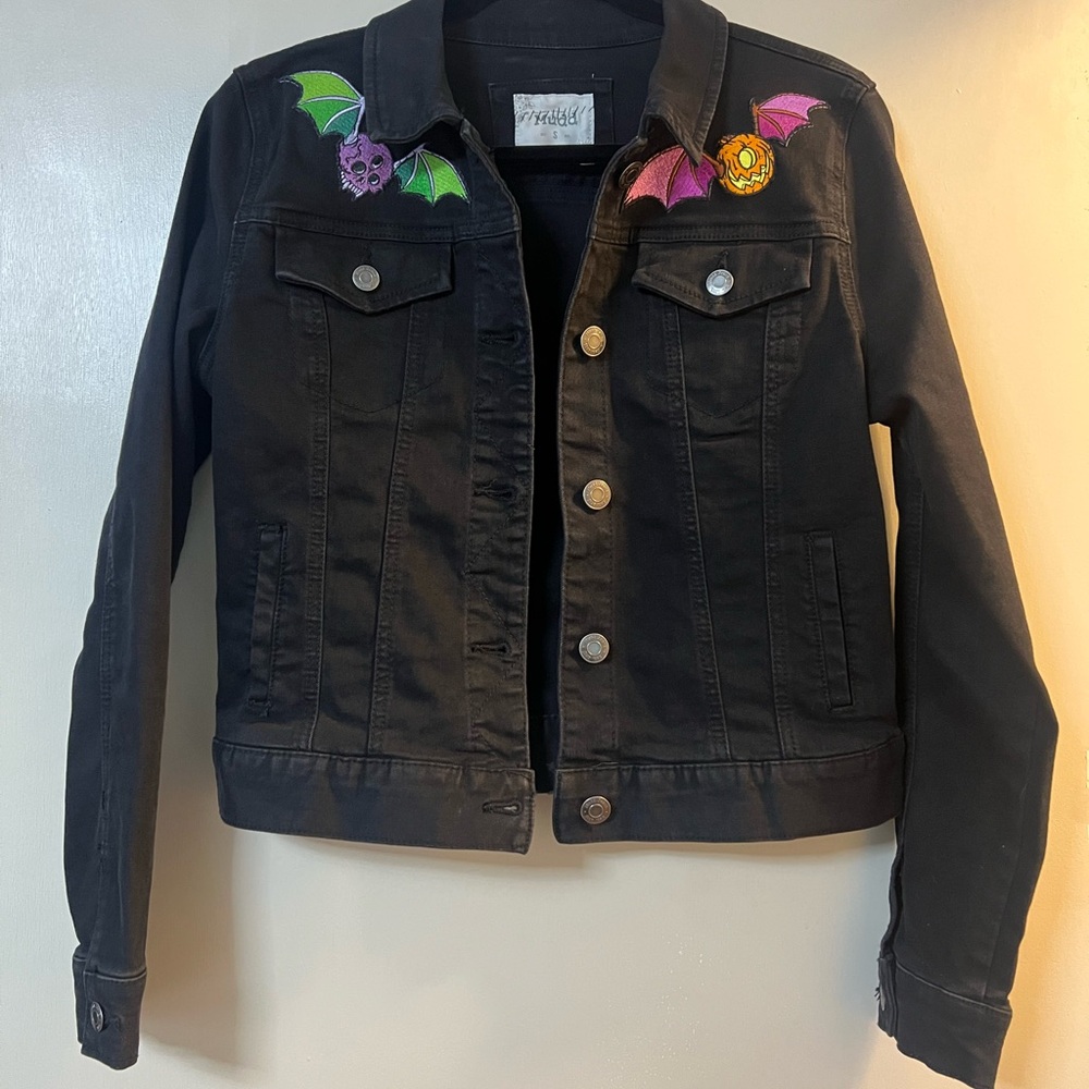 Black Jean Battle Jacket with Punk Halloween Patches
